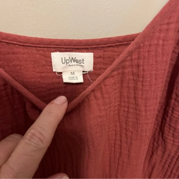 UpWest Terracotta mini sun dress adj tie shoulders boho summer beach size M - Picture 4 of 6